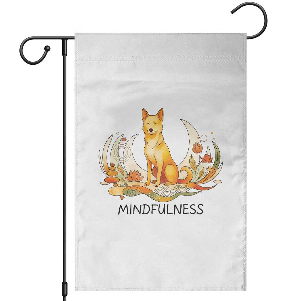 Mindful Aloka the Dog Mindfulness Garden Flag Zen Lotus Spiritual Calm TS02 White Print Your Wear