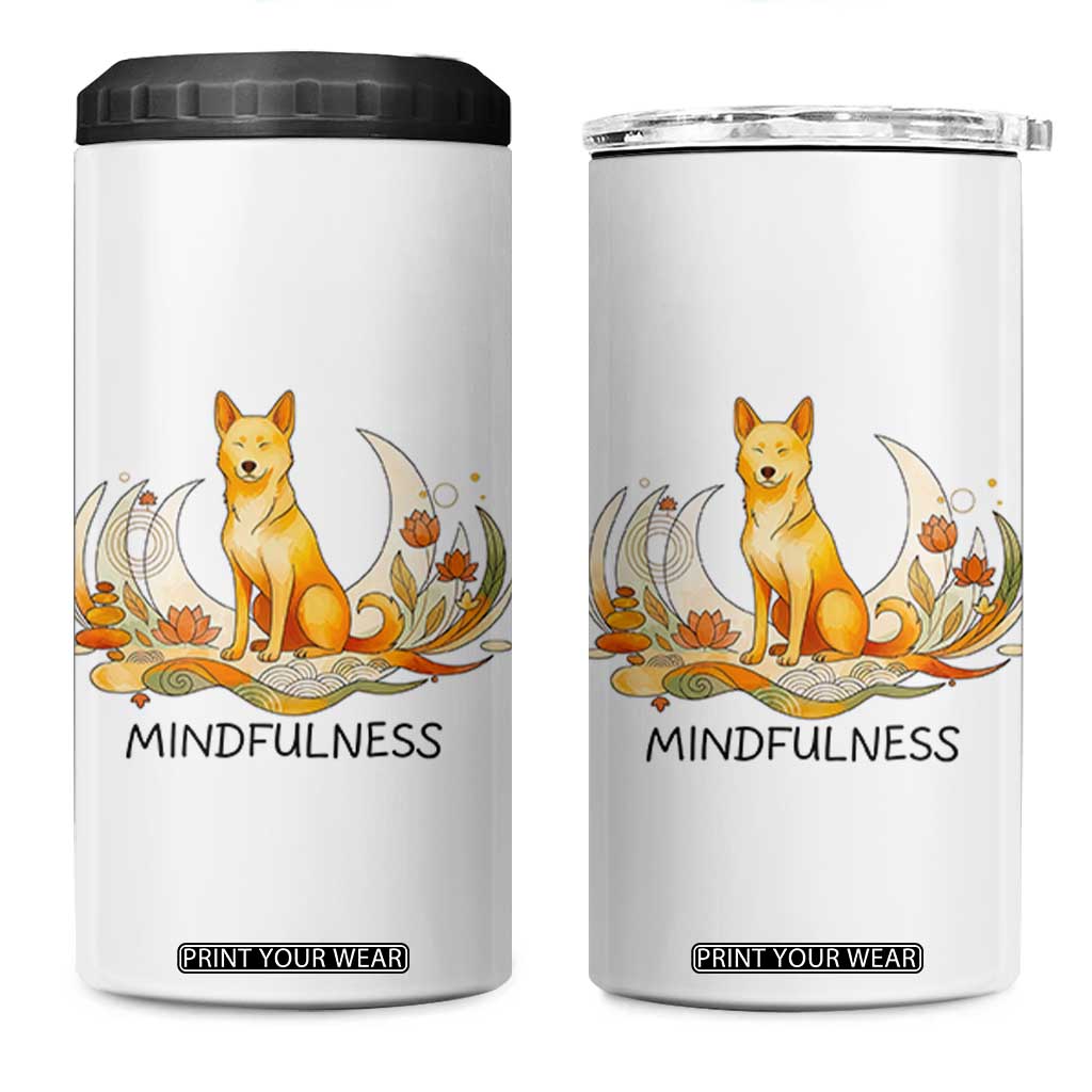 Mindful Aloka the Dog Mindfulness 4 in 1 Can Cooler Tumbler Zen Lotus Spiritual Calm TS02 One Size: 16 oz White Print Your Wear