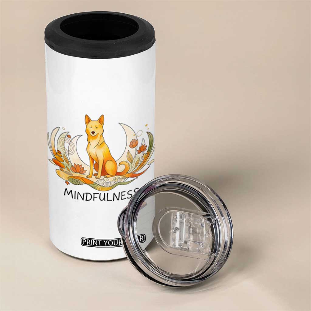 Mindful Aloka the Dog Mindfulness 4 in 1 Can Cooler Tumbler Zen Lotus Spiritual Calm TS02 Print Your Wear