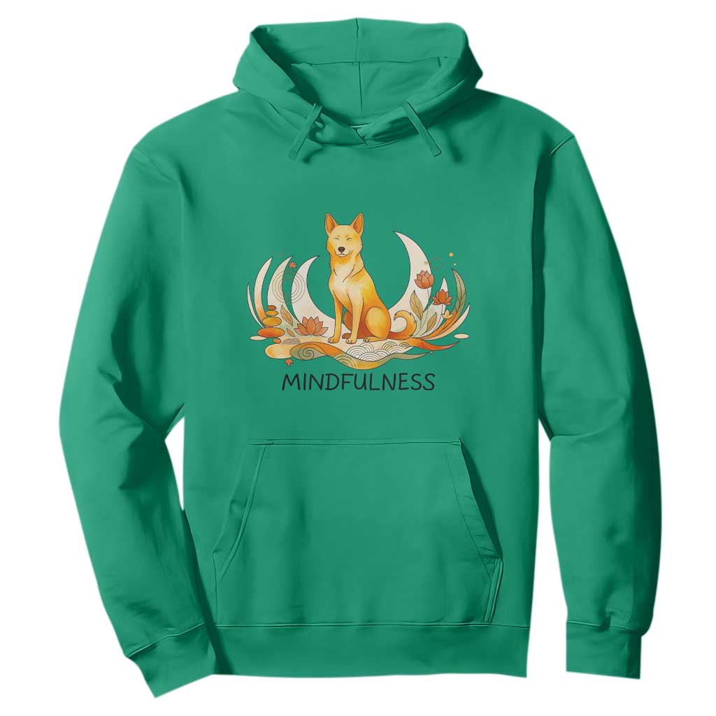 Mindful Aloka the Dog Mindfulness Hoodie Zen Lotus Spiritual Calm TS02 Irish Green Print Your Wear