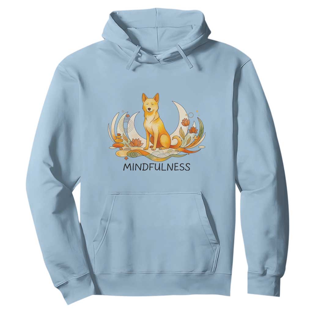Mindful Aloka the Dog Mindfulness Hoodie Zen Lotus Spiritual Calm TS02 Light Blue Print Your Wear