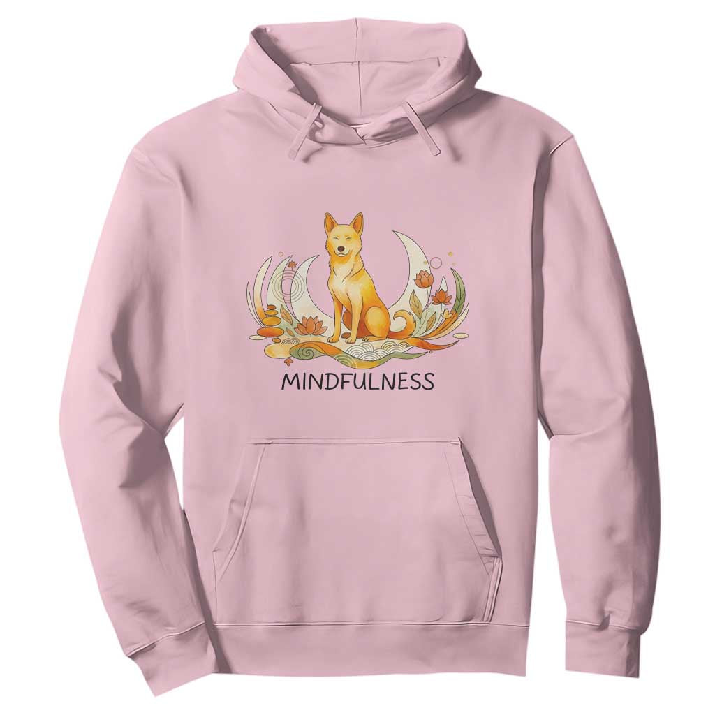 Mindful Aloka the Dog Mindfulness Hoodie Zen Lotus Spiritual Calm TS02 Light Pink Print Your Wear
