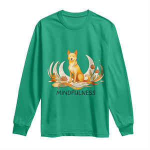 Mindful Aloka the Dog Mindfulness Long Sleeve Shirt Zen Lotus Spiritual Calm TS02 Irish Green Print Your Wear
