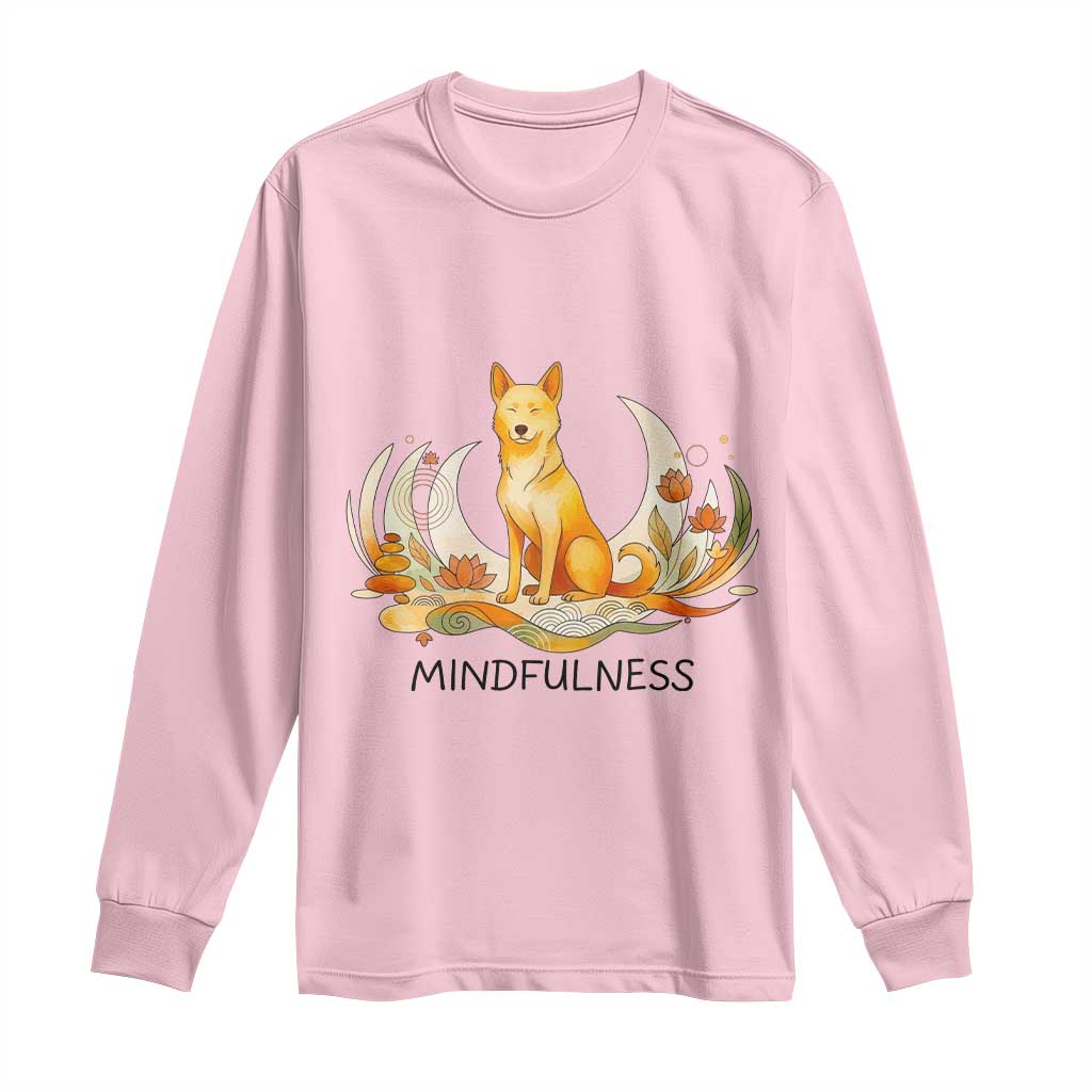 Mindful Aloka the Dog Mindfulness Long Sleeve Shirt Zen Lotus Spiritual Calm TS02 Light Pink Print Your Wear