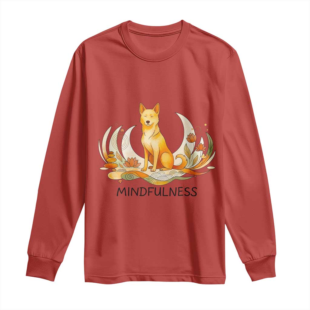 Mindful Aloka the Dog Mindfulness Long Sleeve Shirt Zen Lotus Spiritual Calm TS02 Red Print Your Wear