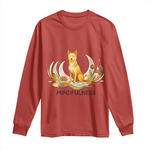 Mindful Aloka the Dog Mindfulness Long Sleeve Shirt Zen Lotus Spiritual Calm TS02 Red Print Your Wear