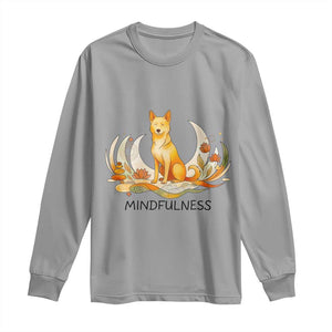 Mindful Aloka the Dog Mindfulness Long Sleeve Shirt Zen Lotus Spiritual Calm TS02 Sport Gray Print Your Wear