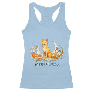 Mindful Aloka the Dog Mindfulness Racerback Tank Top Zen Lotus Spiritual Calm TS02 Light Blue Print Your Wear