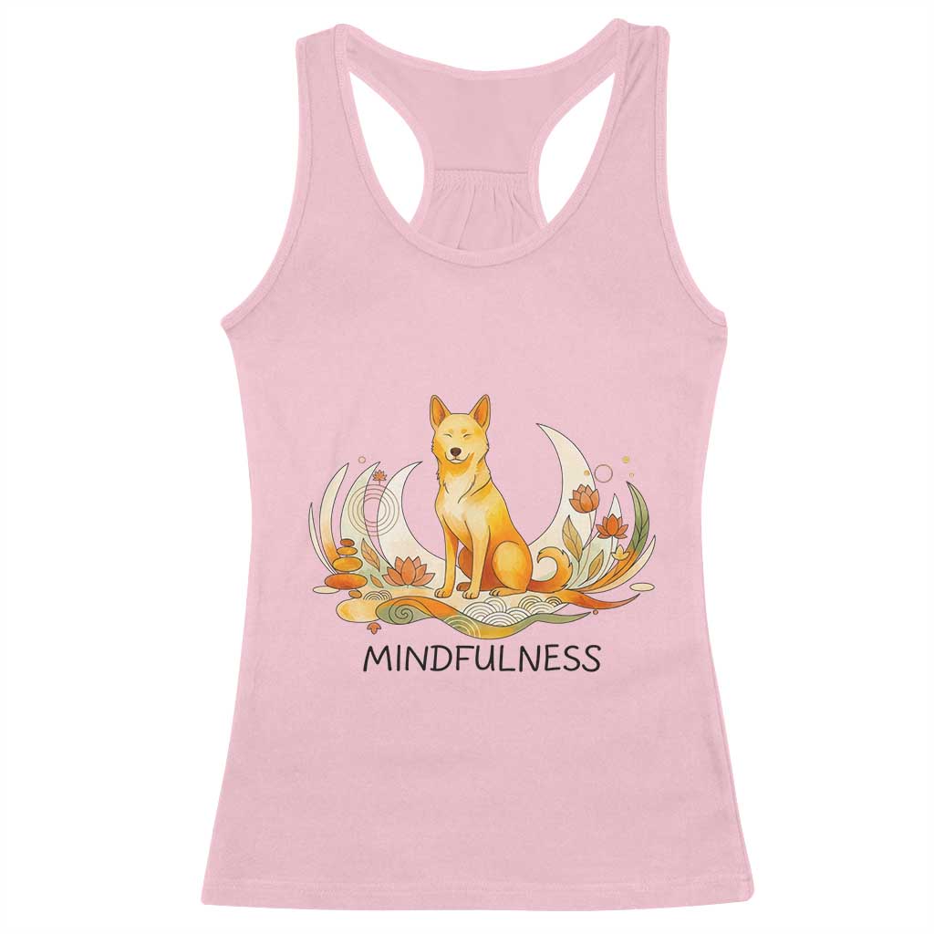 Mindful Aloka the Dog Mindfulness Racerback Tank Top Zen Lotus Spiritual Calm TS02 Light Pink Print Your Wear