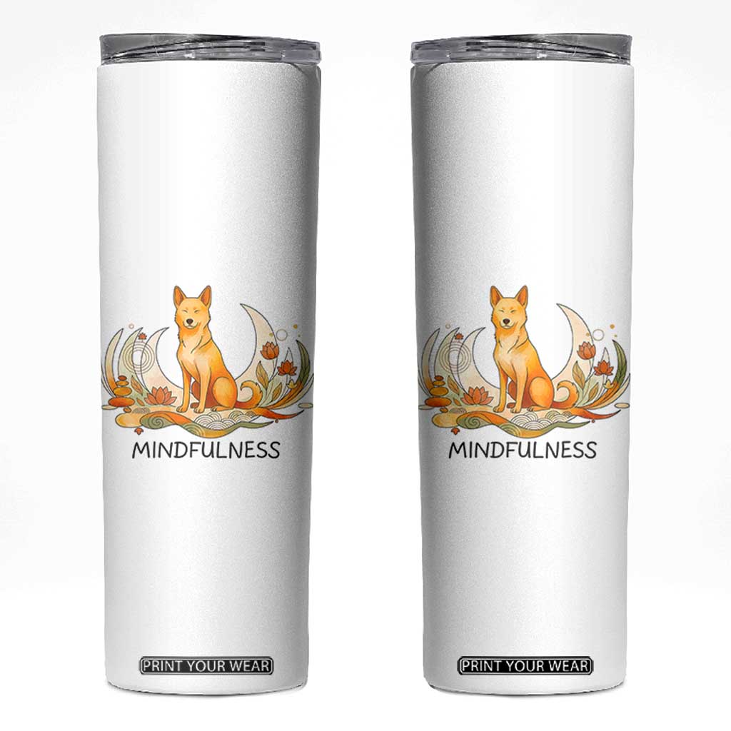 Mindful Aloka the Dog Mindfulness Skinny Tumbler Zen Lotus Spiritual Calm TS02 White Print Your Wear