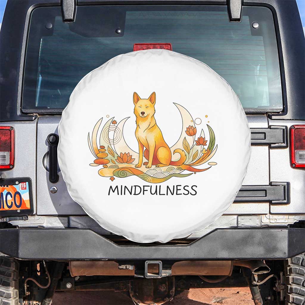 Mindful Aloka the Dog Mindfulness Spare Tire Cover Zen Lotus Spiritual Calm TS02 No hole White Print Your Wear