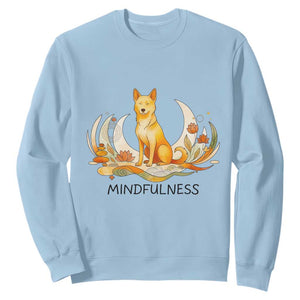 Mindful Aloka the Dog Mindfulness Sweatshirt Zen Lotus Spiritual Calm TS02 Light Blue Print Your Wear