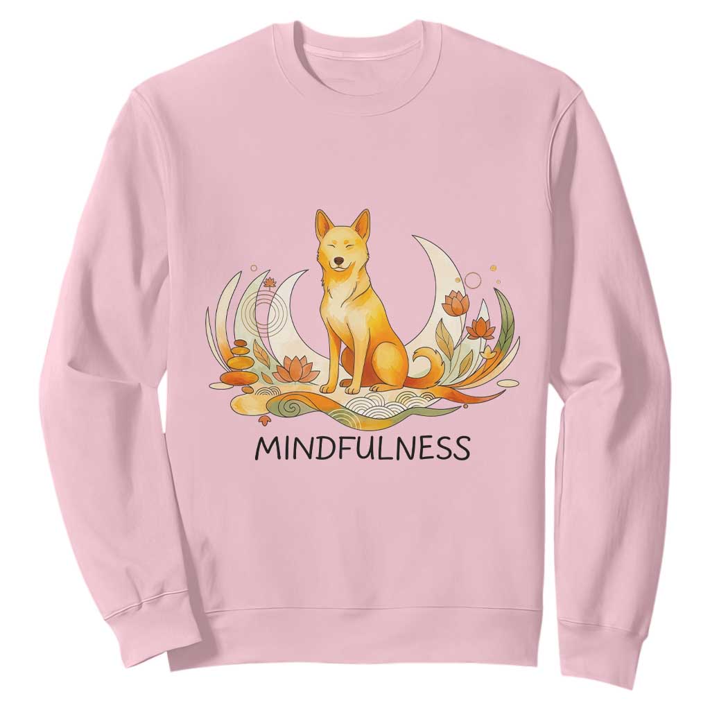 Mindful Aloka the Dog Mindfulness Sweatshirt Zen Lotus Spiritual Calm TS02 Light Pink Print Your Wear