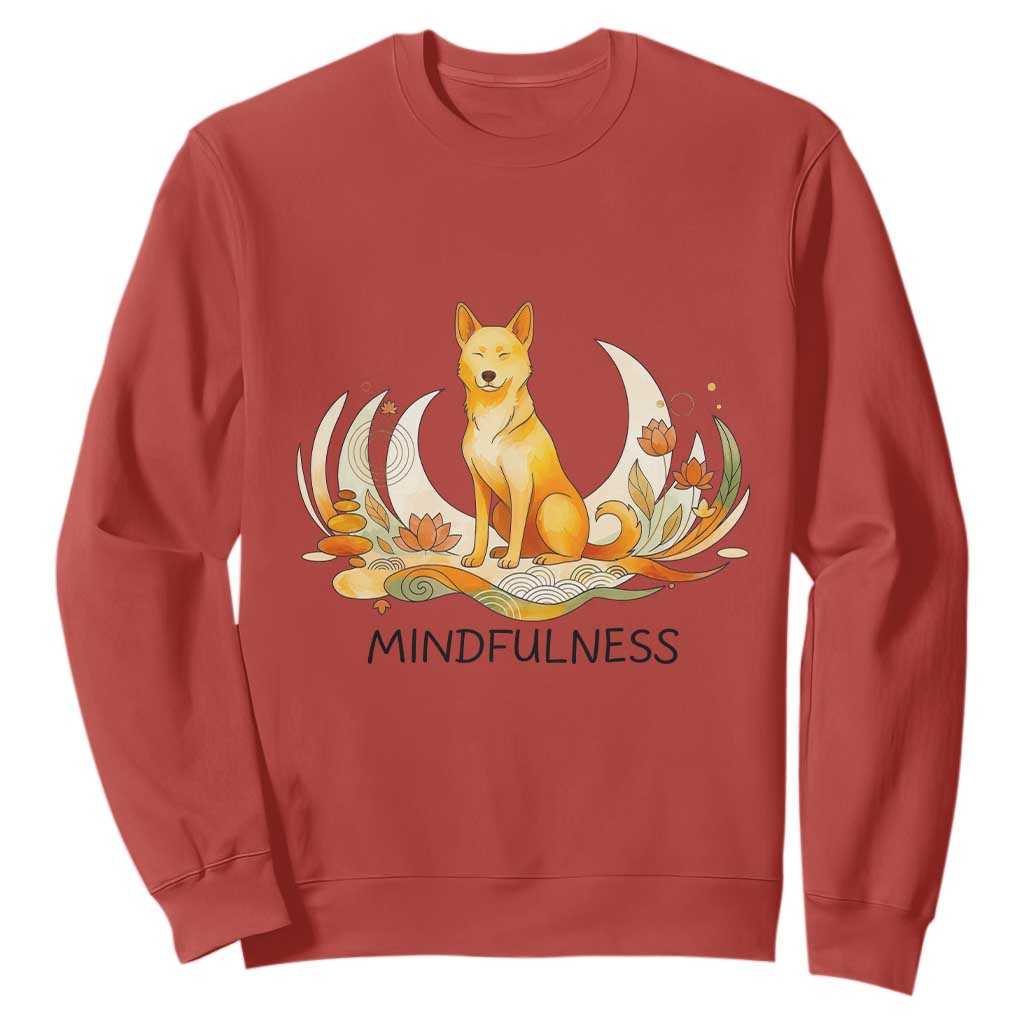 Mindful Aloka the Dog Mindfulness Sweatshirt Zen Lotus Spiritual Calm TS02 Red Print Your Wear