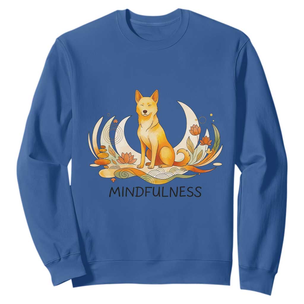 Mindful Aloka the Dog Mindfulness Sweatshirt Zen Lotus Spiritual Calm TS02 Royal Blue Print Your Wear
