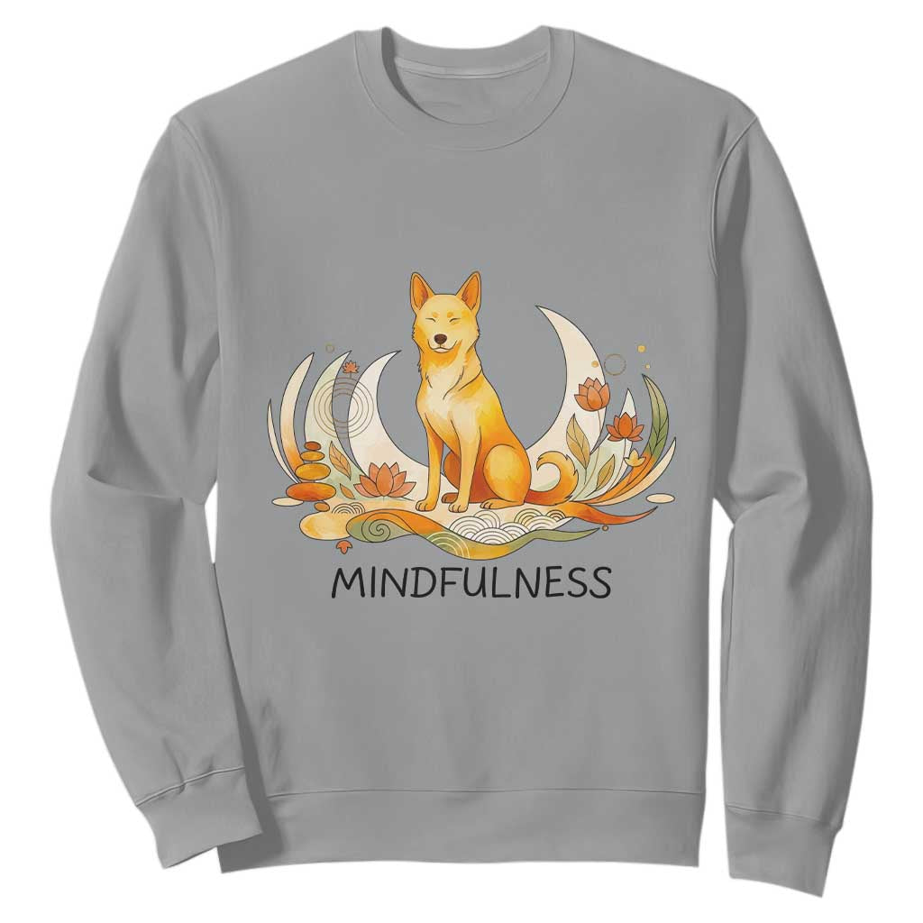 Mindful Aloka the Dog Mindfulness Sweatshirt Zen Lotus Spiritual Calm TS02 Sport Gray Print Your Wear