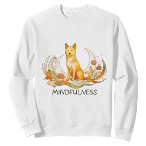 Mindful Aloka the Dog Mindfulness Sweatshirt Zen Lotus Spiritual Calm TS02 White Print Your Wear