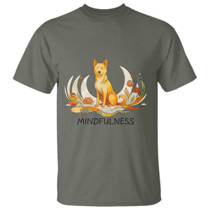 Mindful Aloka the Dog Mindfulness T Shirt Zen Lotus Spiritual Calm TS02 Military Green Print Your Wear