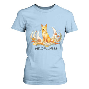 Mindful Aloka the Dog Mindfulness T Shirt For Women Zen Lotus Spiritual Calm TS02 Light Blue Print Your Wear