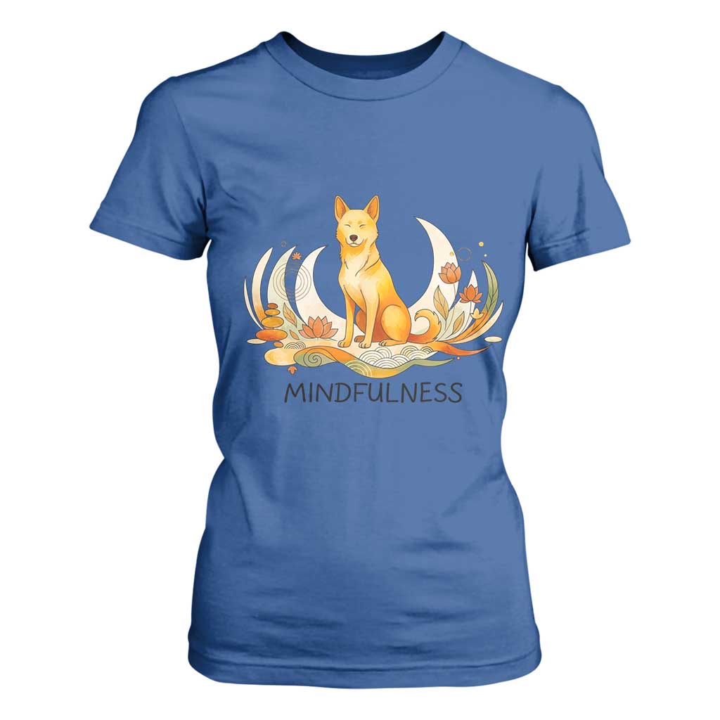 Mindful Aloka the Dog Mindfulness T Shirt For Women Zen Lotus Spiritual Calm TS02 Royal Blue Print Your Wear