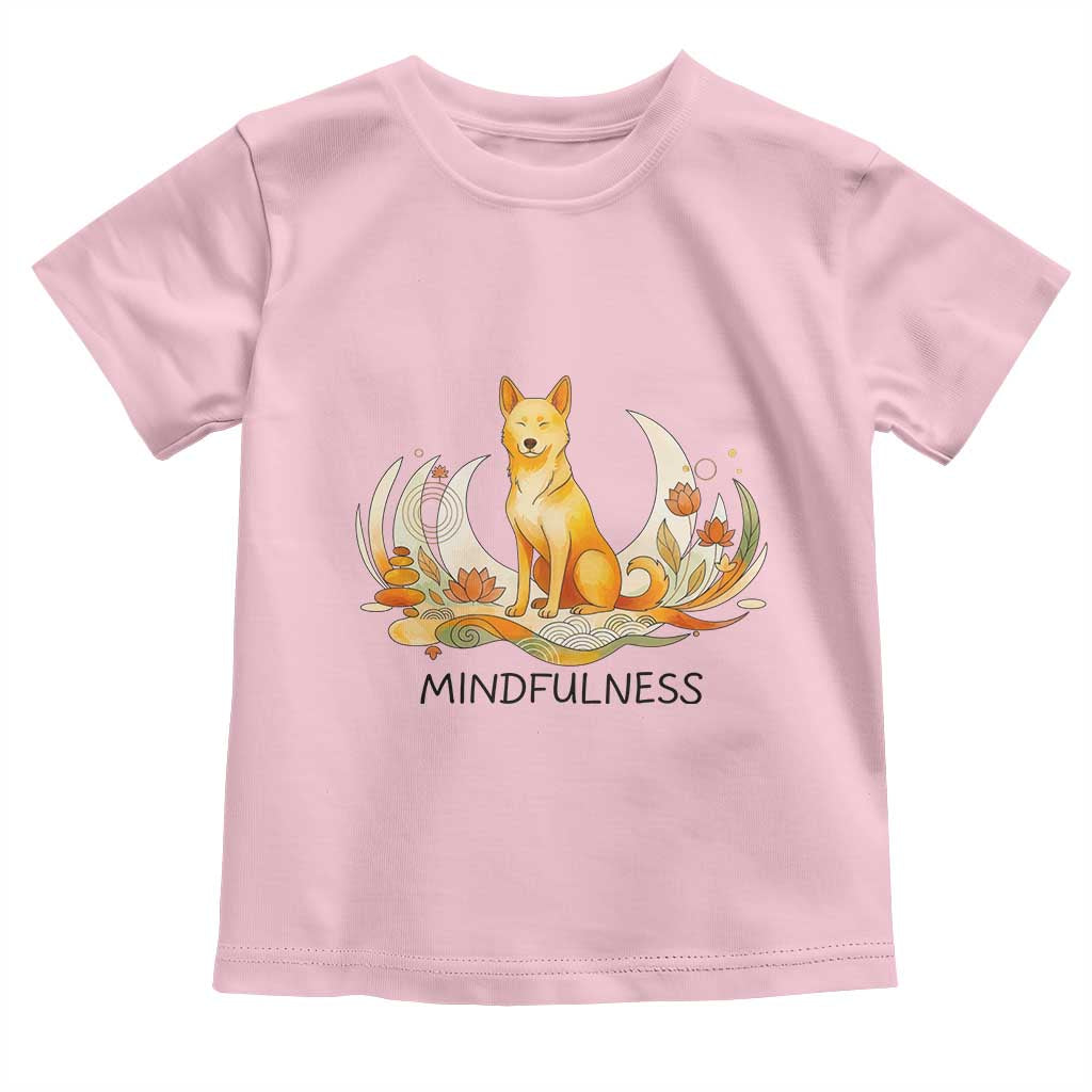 Mindful Aloka the Dog Mindfulness Toddler T Shirt Zen Lotus Spiritual Calm TS02 Light Pink Print Your Wear