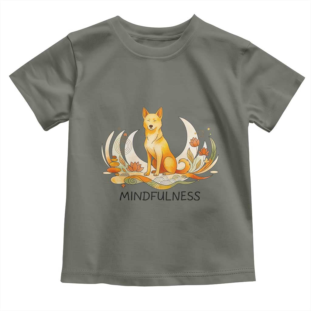 Mindful Aloka the Dog Mindfulness Toddler T Shirt Zen Lotus Spiritual Calm TS02 Military Green Print Your Wear