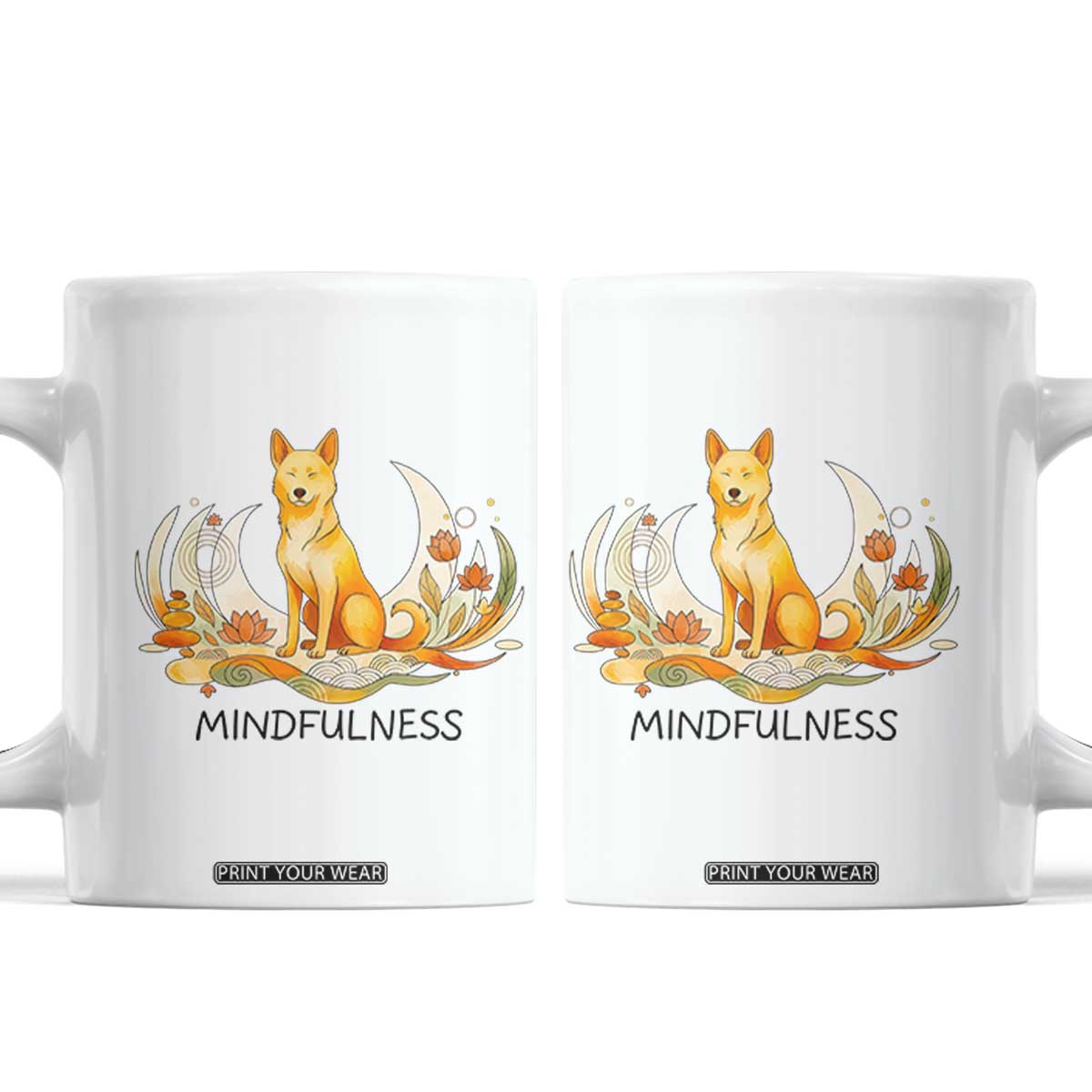 Mindful Aloka the Dog Mindfulness Coffee Mug Zen Lotus Spiritual Calm TS02 White Print Your Wear