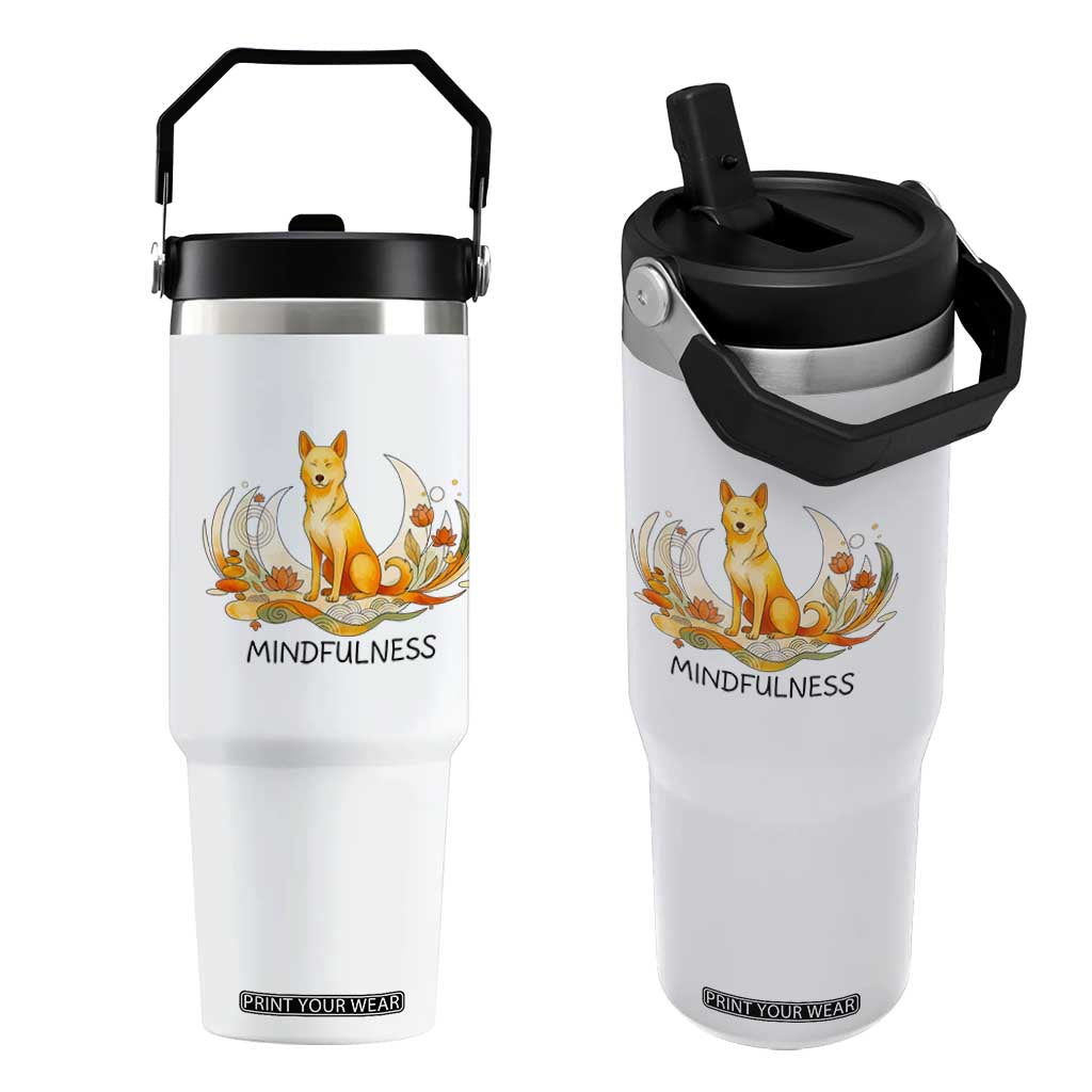 Mindful Aloka the Dog Mindfulness Flip Straw Tumbler Zen Lotus Spiritual Calm TS02 One Size: 30 oz White Print Your Wear