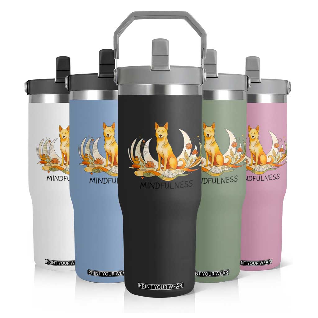 Mindful Aloka the Dog Mindfulness Flip Straw Tumbler Zen Lotus Spiritual Calm TS02 Print Your Wear
