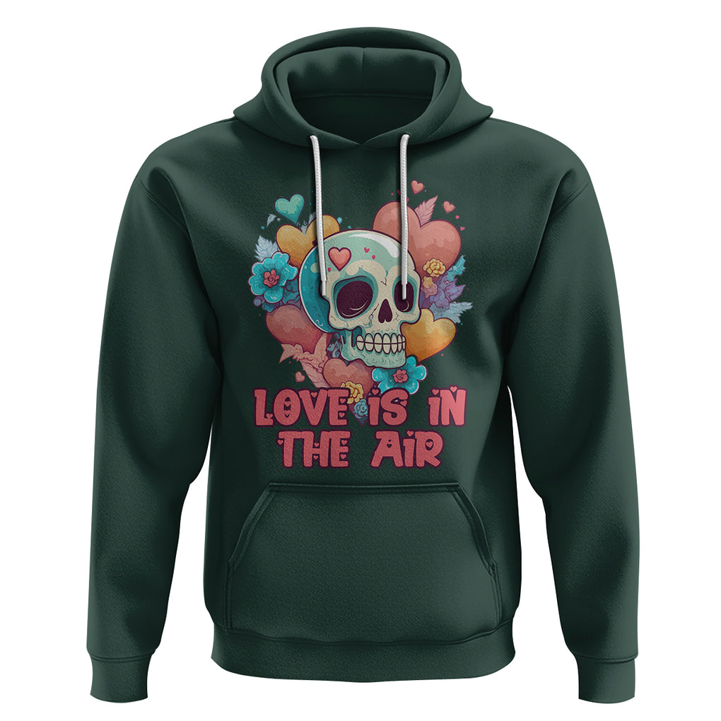 Floral Skull Hoodie Funny Love In The Air Floral Skull Anti Valentines Day TS02 Dark Forest Green Printyourwear