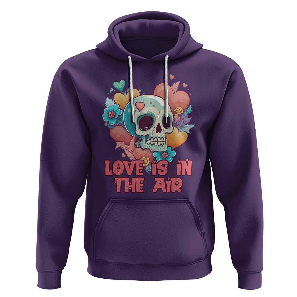 Floral Skull Hoodie Funny Love In The Air Floral Skull Anti Valentines Day TS02 Purple Printyourwear