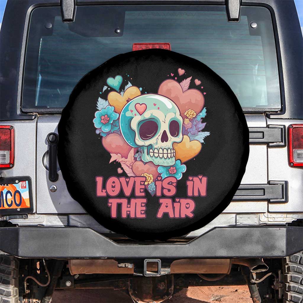 Floral Skull Spare Tire Cover Funny Love In The Air Floral Skull Anti Valentines Day TS02 No hole Black Print Your Wear