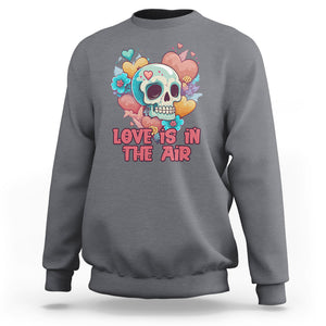 Floral Skull Sweatshirt Funny Love In The Air Floral Skull Anti Valentines Day TS02 Charcoal Printyourwear