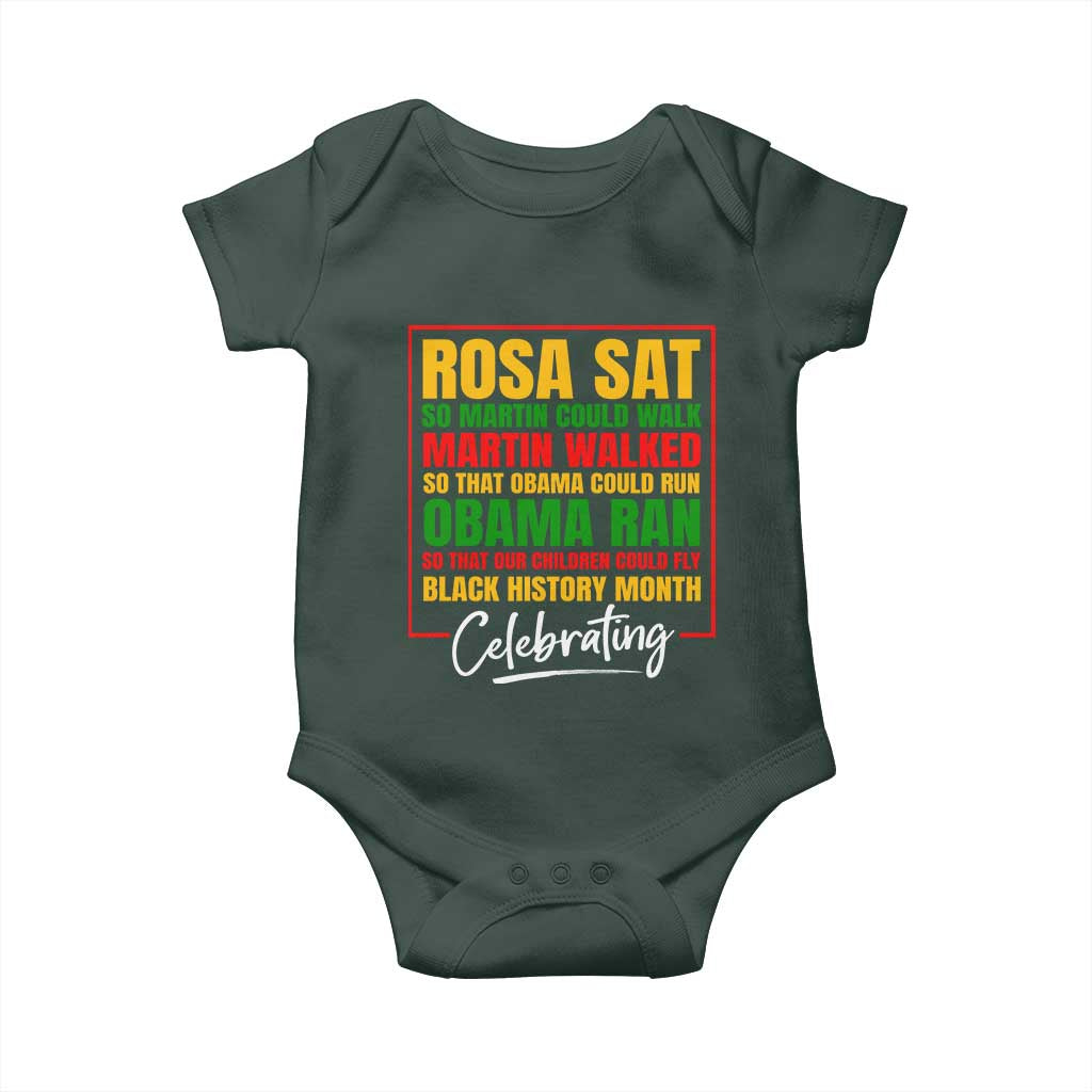 Celebrate Black History Month Baby Onesie Rosa Sat Martin Walked Obama Ran So Our Children Could Fly Inspiration TS02 Print Your Wear