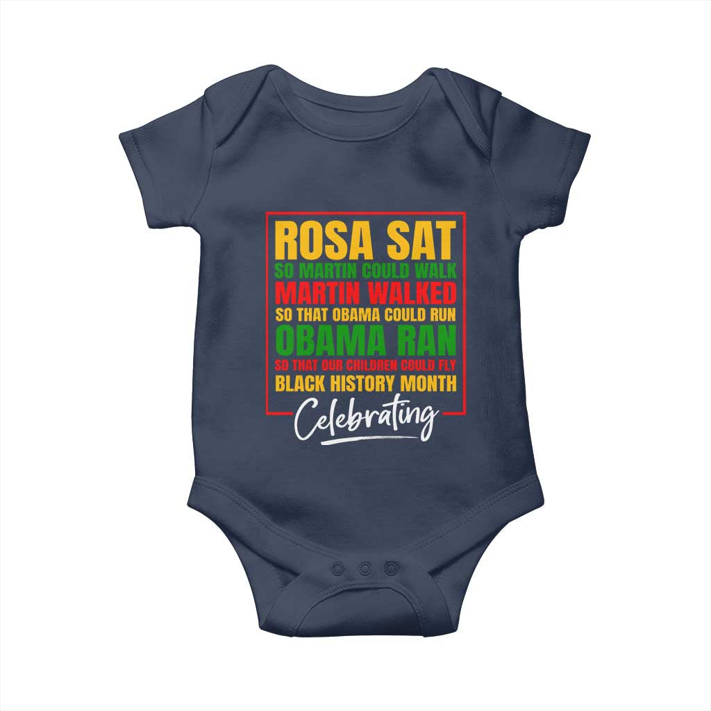 Celebrate Black History Month Baby Onesie Rosa Sat Martin Walked Obama Ran So Our Children Could Fly Inspiration TS02 Navy Print Your Wear