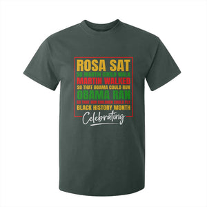 Celebrate Black History Month T Shirt For Kid Rosa Sat Martin Walked Obama Ran So Our Children Could Fly Inspiration TS02 Dark Forest Green Print Your Wear