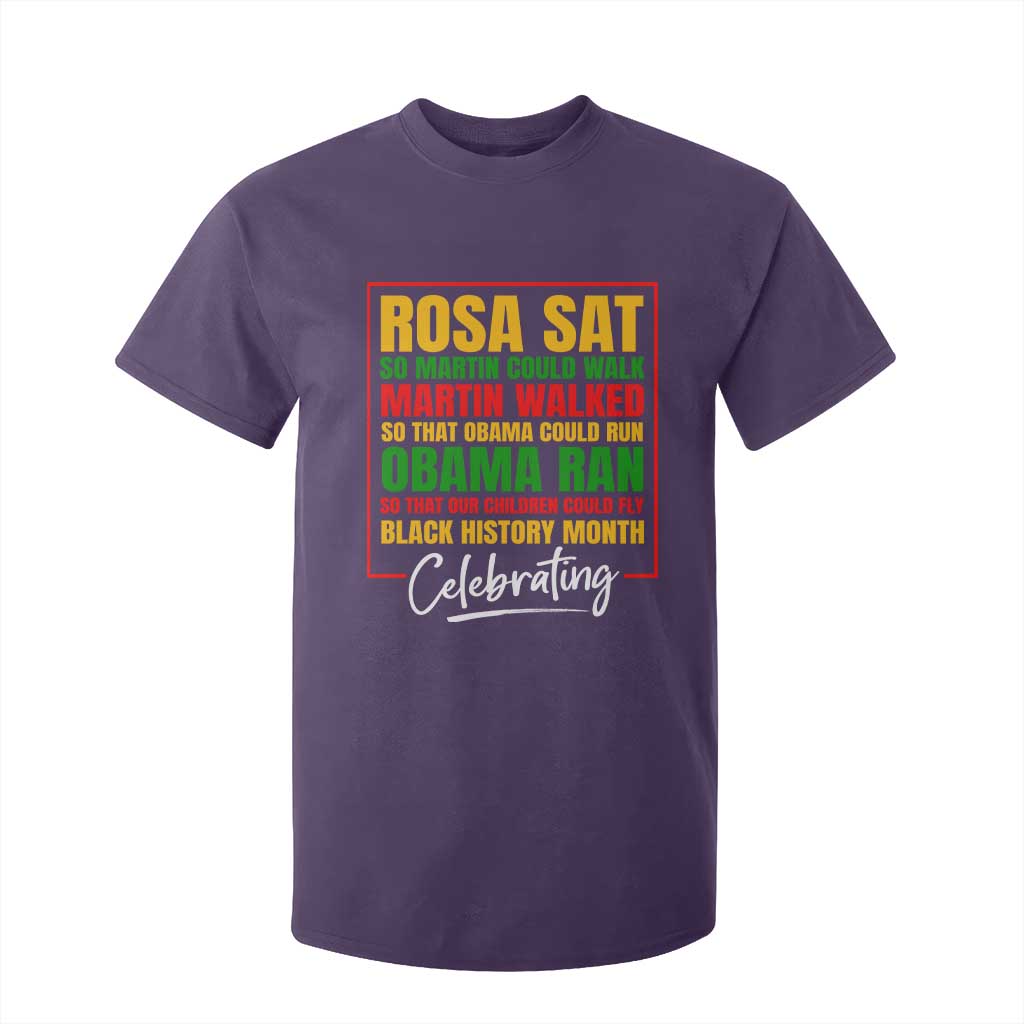 Celebrate Black History Month T Shirt For Kid Rosa Sat Martin Walked Obama Ran So Our Children Could Fly Inspiration TS02 Purple Print Your Wear