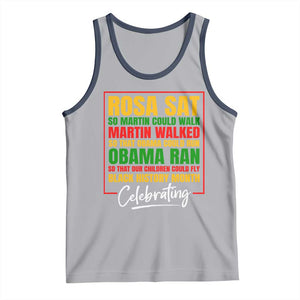 Celebrate Black History Month Tank Top Rosa Sat Martin Walked Obama Ran So Our Children Could Fly Inspiration TS02 Athletic Heather Navy Print Your Wear