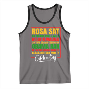 Celebrate Black History Month Tank Top Rosa Sat Martin Walked Obama Ran So Our Children Could Fly Inspiration TS02 Deep Heather Black Print Your Wear