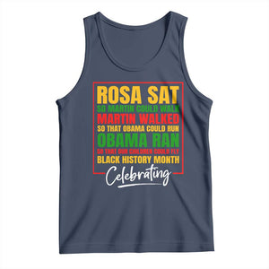 Celebrate Black History Month Tank Top Rosa Sat Martin Walked Obama Ran So Our Children Could Fly Inspiration TS02 Navy Print Your Wear