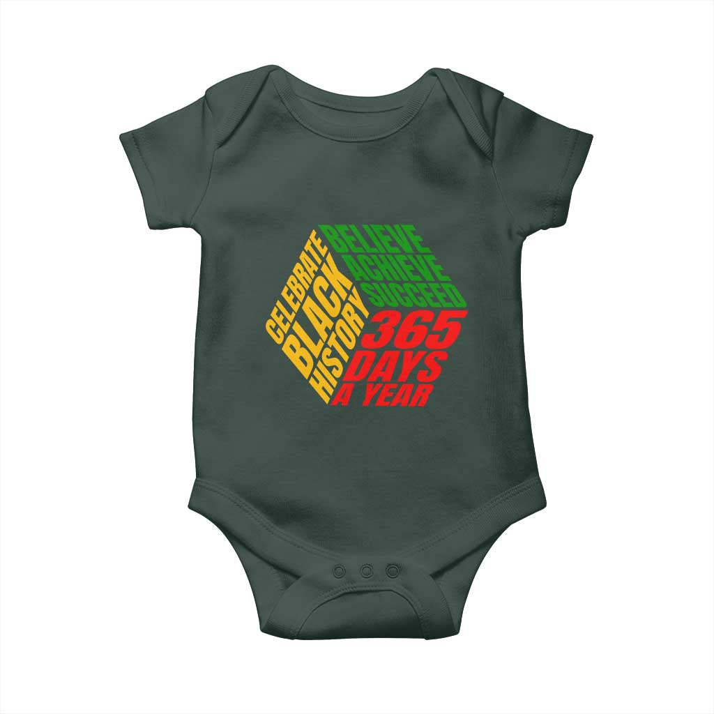 Black History Month Baby Onesie Believe Achieve Succeed 365 Days A Year Proud African American TS02 Print Your Wear