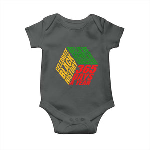 Black History Month Baby Onesie Believe Achieve Succeed 365 Days A Year Proud African American TS02 Dark Heather Print Your Wear
