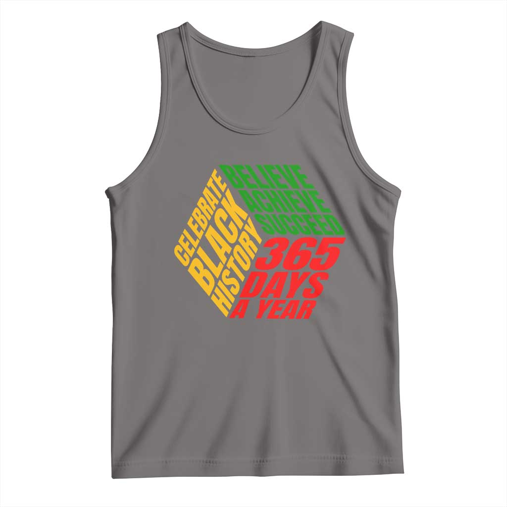 Black History Month Tank Top Believe Achieve Succeed 365 Days A Year Proud African American TS02 Deep Heather Print Your Wear