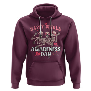 Funny Single Skeletons Hoodie Happy Single Awareness Day Galentine's Gang Anti Valentines TS02 Maroon Printyourwear