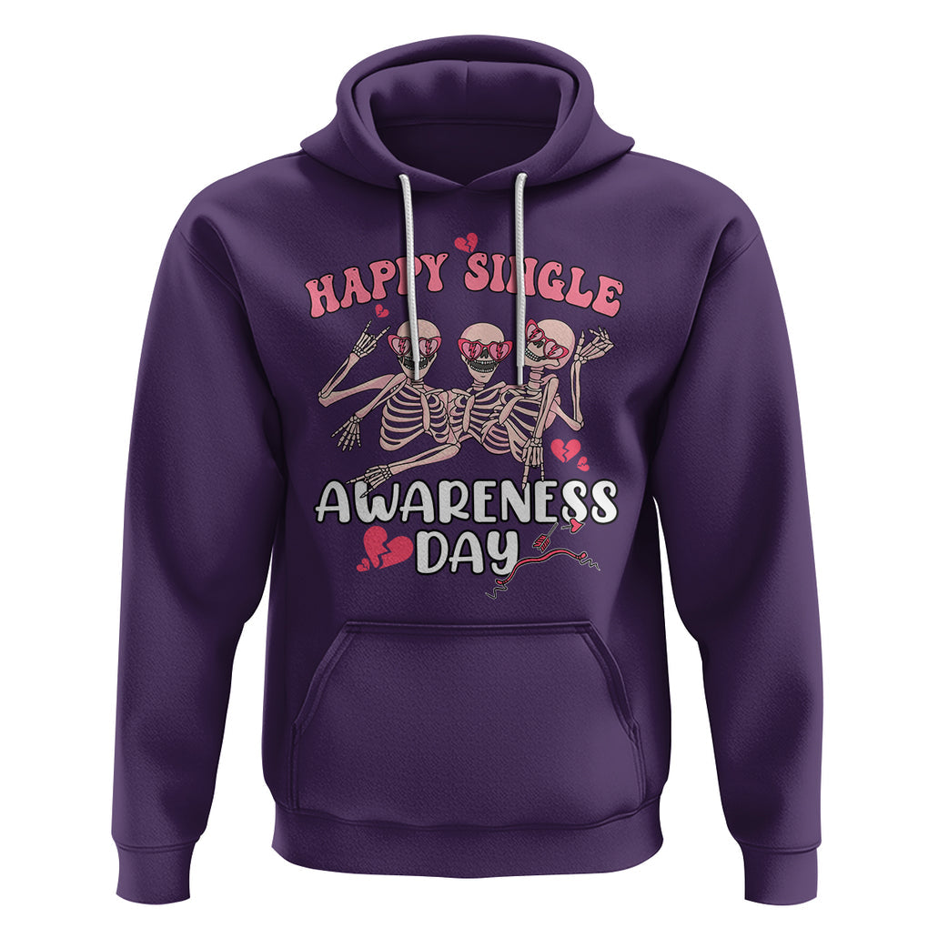 Funny Single Skeletons Hoodie Happy Single Awareness Day Galentine's Gang Anti Valentines TS02 Purple Printyourwear