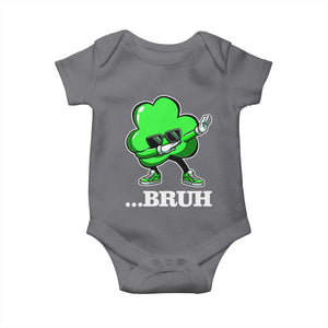 Funny Dabbing Shamrock Baby Onesie Bruh St. Patrick's Day TS02 Charcoal Print Your Wear