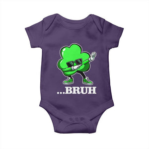 Funny Dabbing Shamrock Baby Onesie Bruh St. Patrick's Day TS02 Purple Print Your Wear