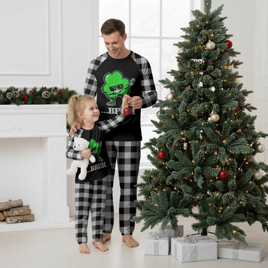 Funny Dabbing Shamrock Plaid Pajama Set Bruh St. Patrick's Day TS02 White Plaid Print Your Wear
