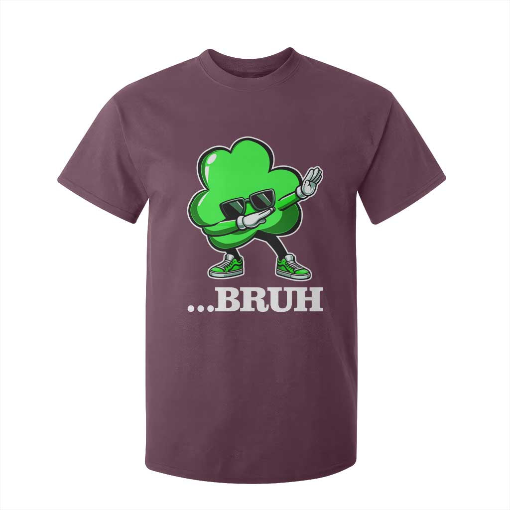 Funny Dabbing Shamrock T Shirt For Kid Bruh St. Patrick's Day TS02 Maroon Print Your Wear