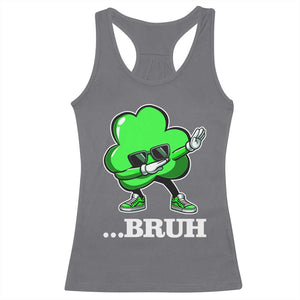 Funny Dabbing Shamrock Racerback Tank Top Bruh St. Patrick's Day TS02 Charcoal Print Your Wear